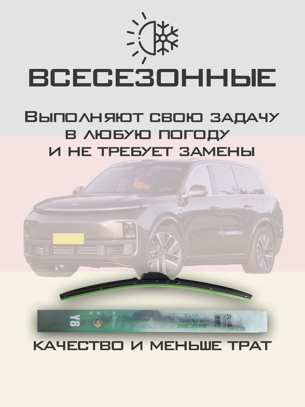 Щетки стеклоочистителя HUOYE Y8 650/500 мм на Jaguar IPace | Push button
