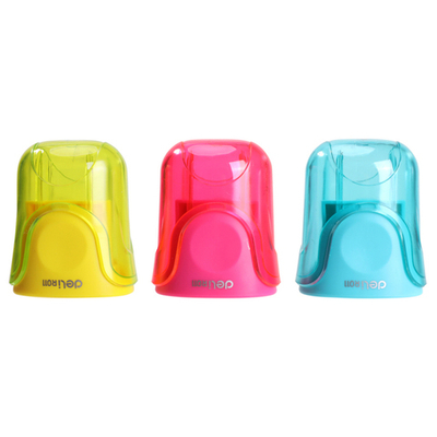 Точилка DELI "U-touch"  пластиковая,  2 отверстия, с контейнером, ассорти