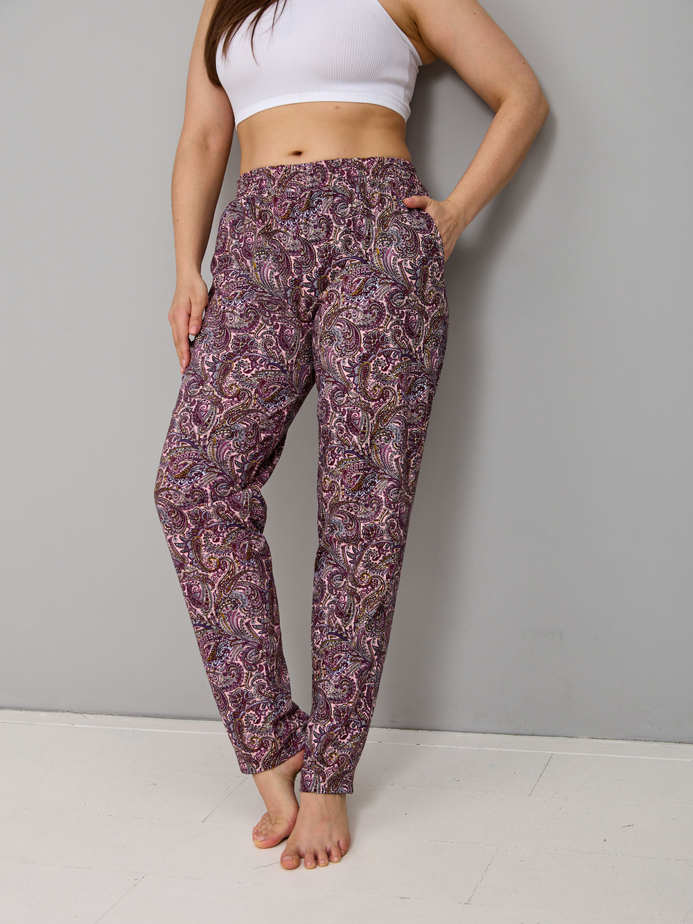 Брюки Б-18/розбордо-огурцы