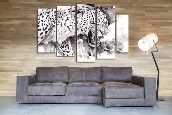 Модульная картина "Черно-белый зверь"