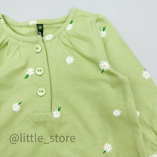 Лонгслив хлопковый "Летние цветы" сочный лайм