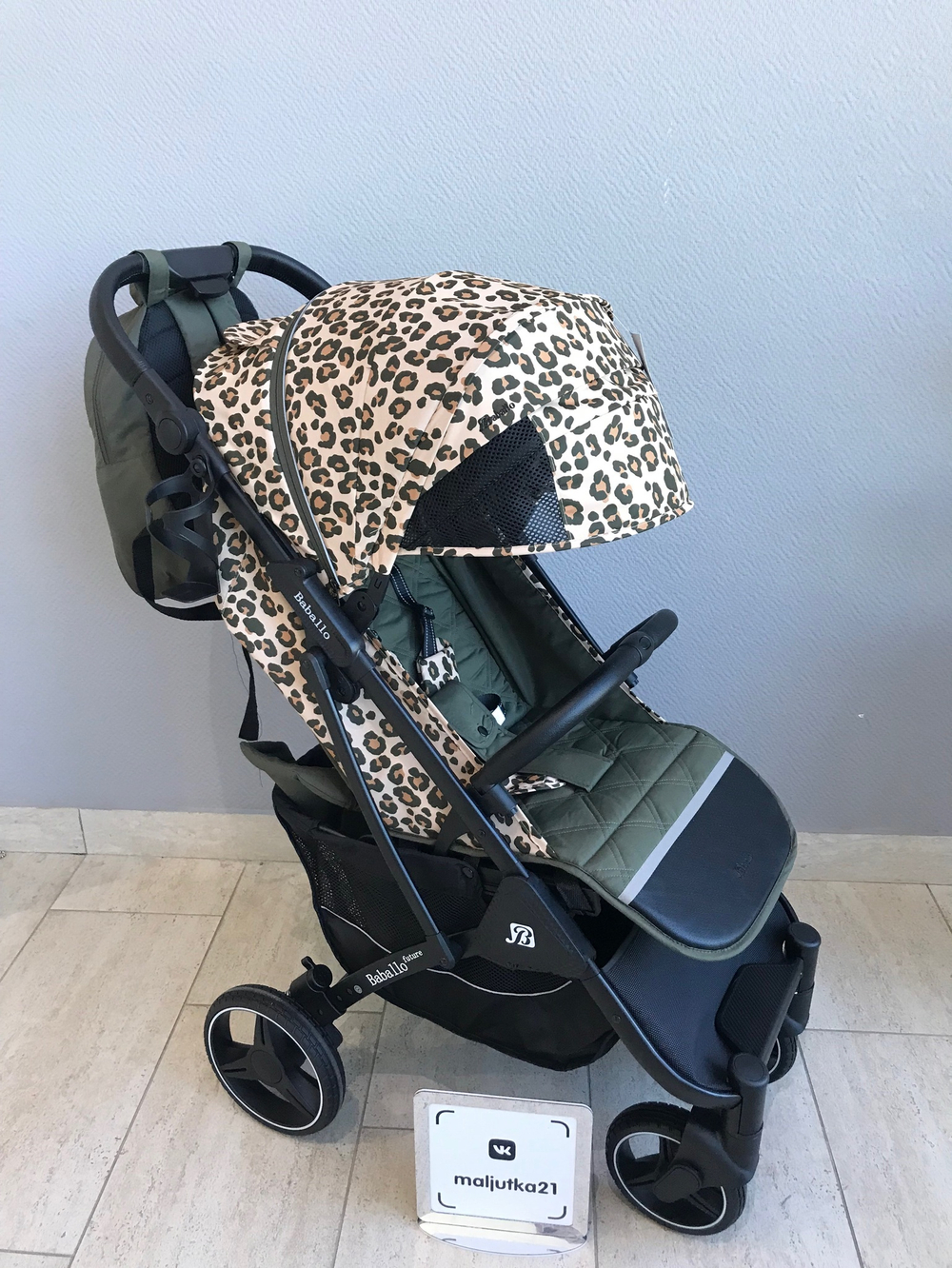 Коляска прогулочная Babalo 2024 Леопардовый текстиль на черной раме