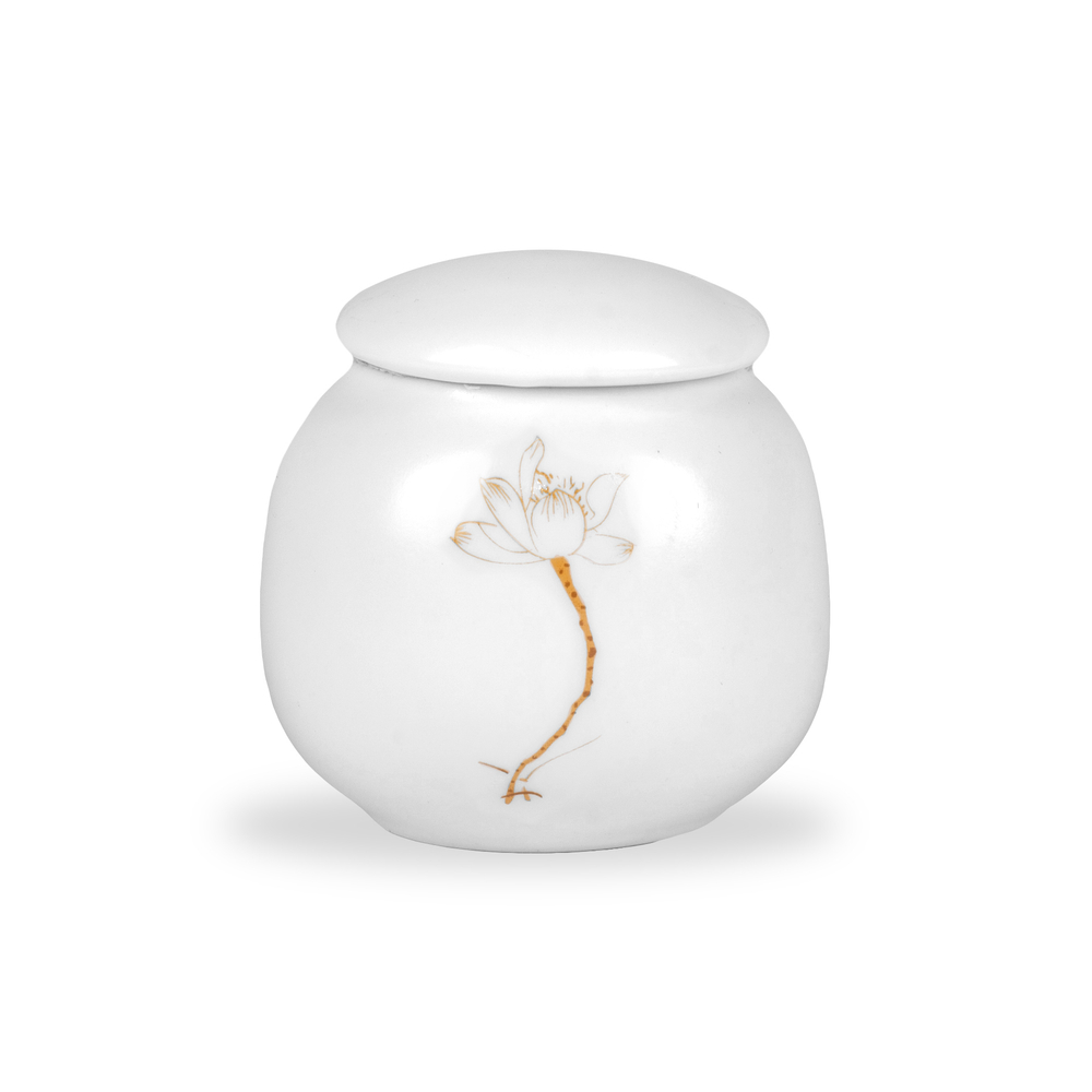 266048 Чайница  "Орхидея" h=6см, d=6,5см, фарфор белый