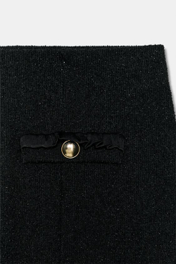 ZARA БРЮКИ ИЗ БУКЛЕ С МЕТАЛЛИЗИРОВАННОЙ НИТЬЮ, ЧЕРНЫЙ/ЭКРЮ