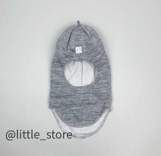 Шапка-шлем зимняя, Серый меланж