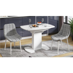 Стол кухонный обеденный раздвижной Белый Глянец/Стекло Белое, Портофино, 110х75х75 см