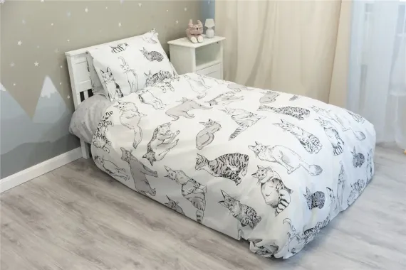 Комплект постельного белья BambinoMio Кошки поплин 80х160 120х160 40х60