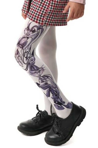 Детские колготки с рисунокм в виде семейства Банни (Размер: 116-138) (Цвет: белый)