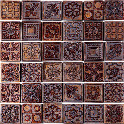 D-GRD3 Итальянская мозаика набор декоров Skalini 36 шт на листе (цена за лист) Decos красный узор