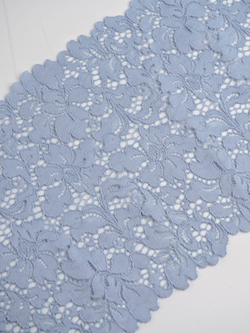 Эластичное кружево серо-голубое ширина 19 см ОТРЕЗЫ