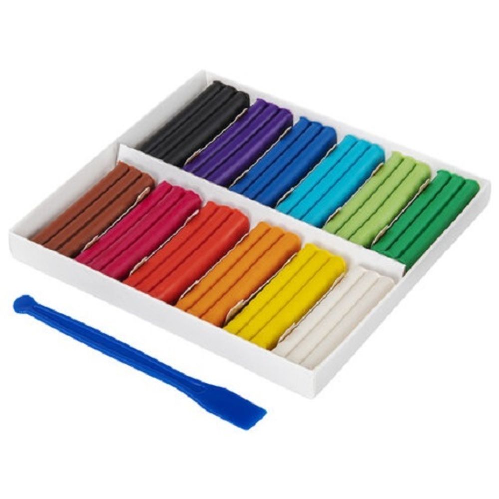 Пластилин 12 цветов Brauberg мягкий восковой 180гр со стеком картон.упак.