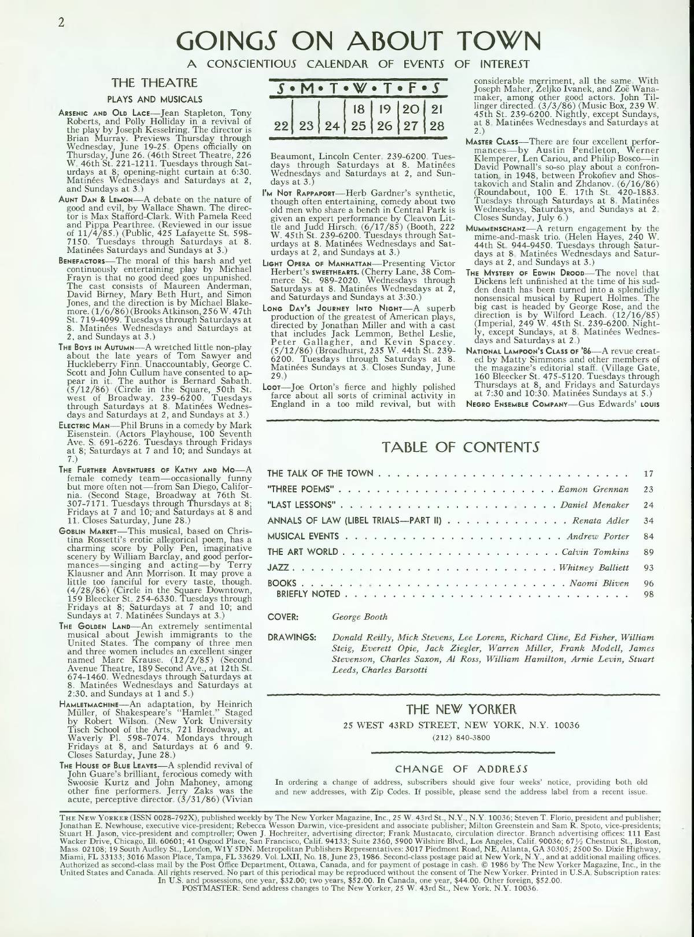 Журнал The New Yorker 23-06-1986