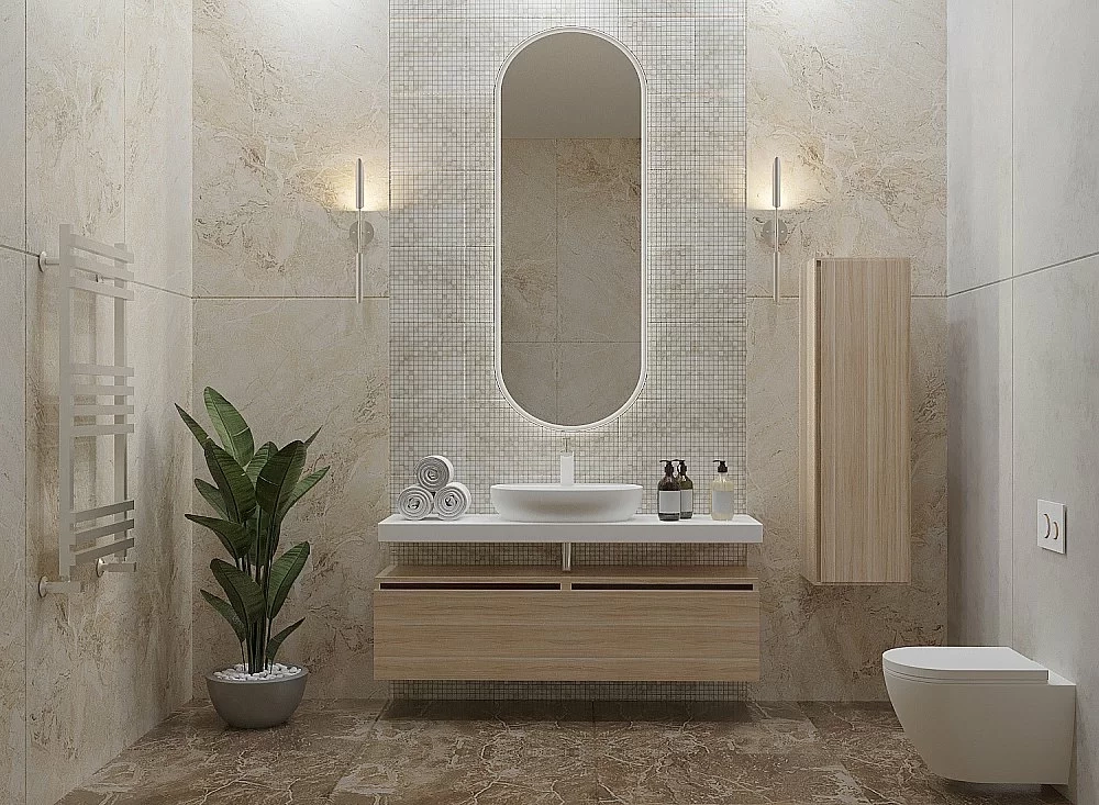 Тумба с раковиной и столешницей Armadi Art Flat 120 светлый дуб