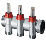 Коллектор запорный 1", с расходомерами, 3 отвода 3/4"EU FAR