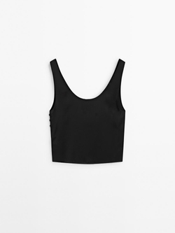 Massimo Dutti Драпированный топ с пуговицами - Studio, черный