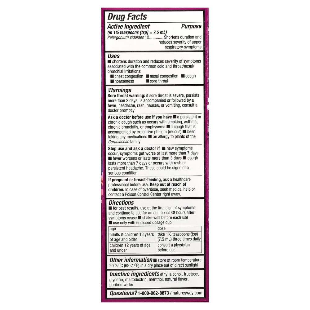 Nature's Way, Umcka®, сироп от простуды, со вкусом мяты и ментола, 240 мл (8 жидк. унций)