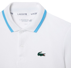 Детская теннисная футболка Lacoste Striped Ultra-Dry Pique Tennis Polo Shirt - White