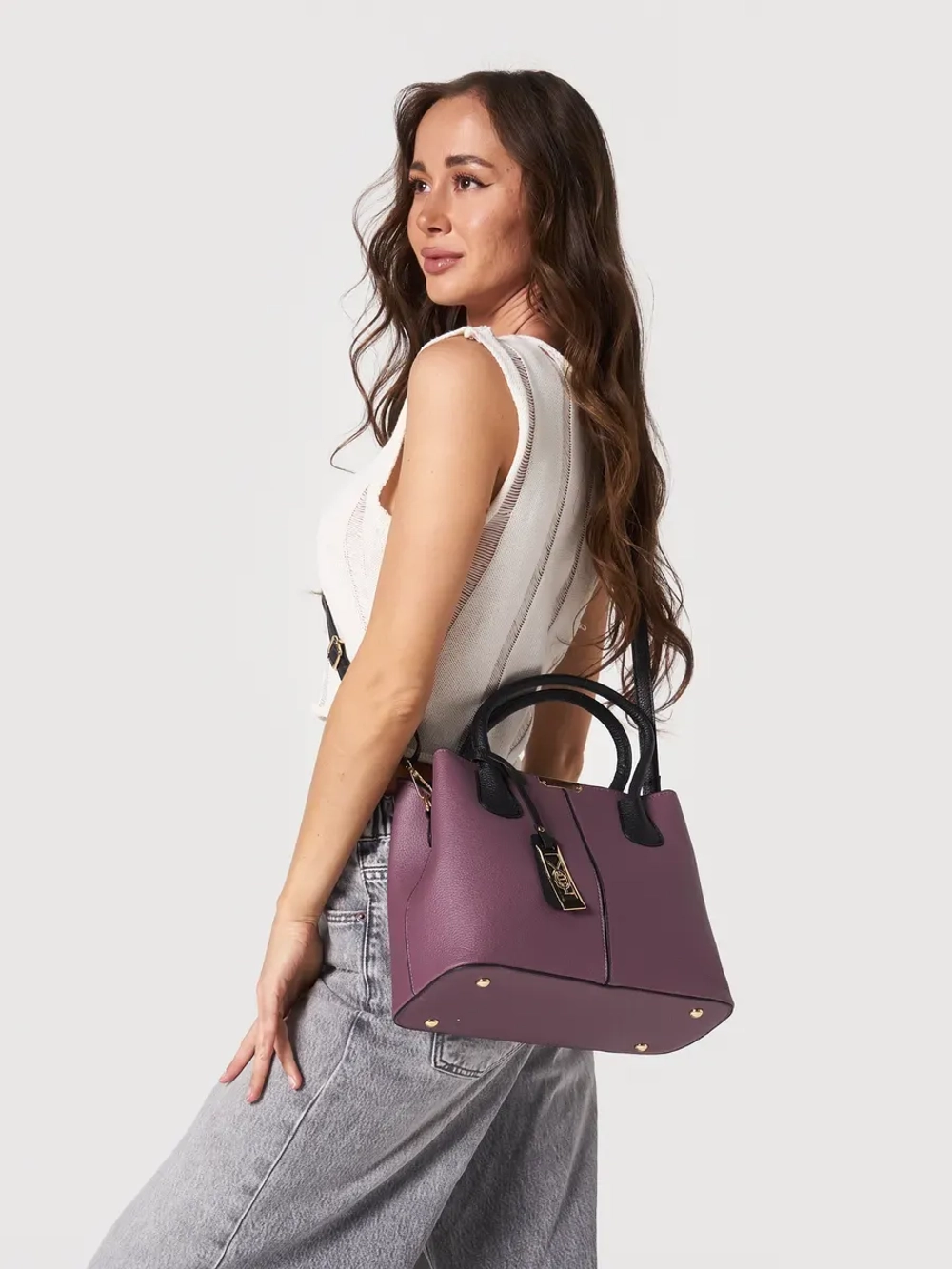 Сумка через плечо кожаная тоут классика средняя