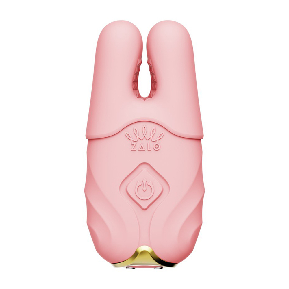 Розовые виброзажимы на соски с пультом ДУ и управлением через приложение Zalo Nave Vibrating Nipple Clamps Coral Pink