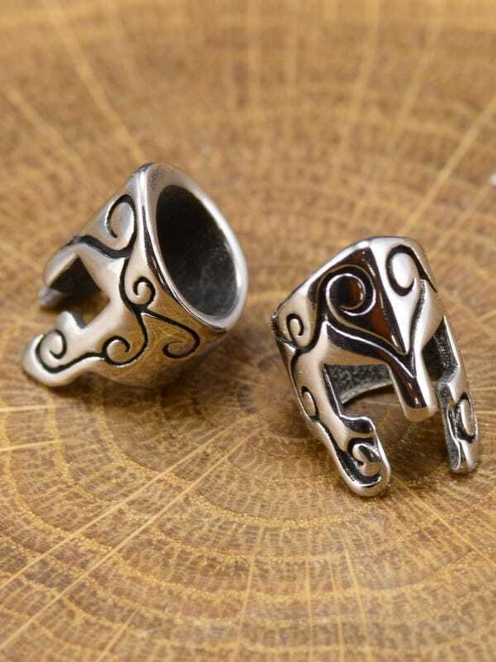 Бусина «Шлем» малый из нержавеющей стали