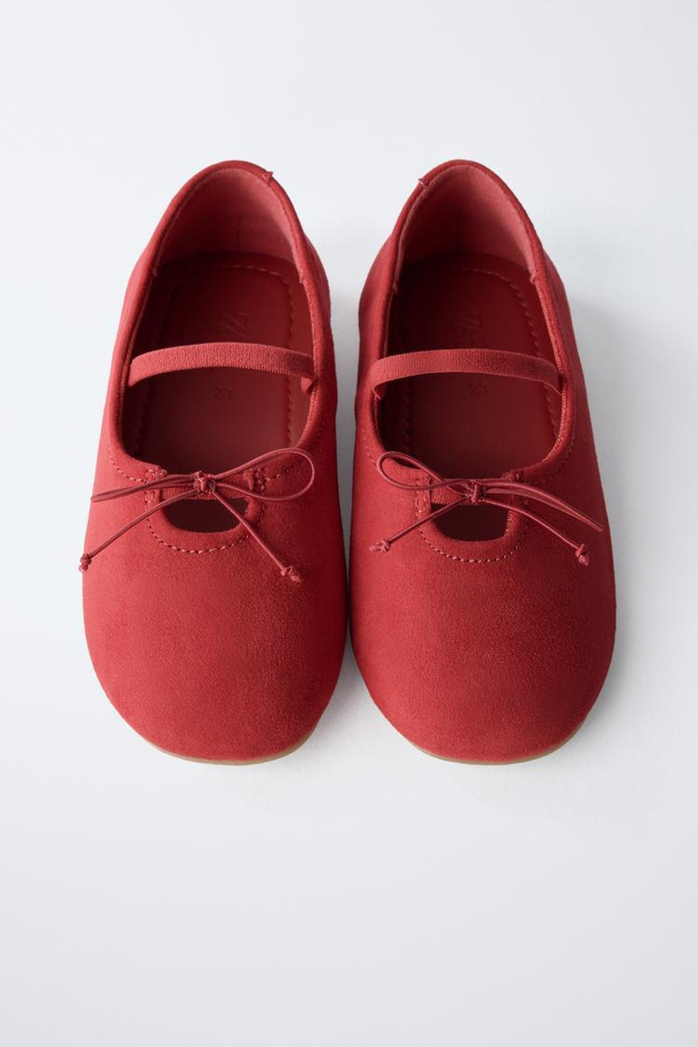 ZARA БАЛЕТКИ НА ПЛОСКОЙ ПОДОШВЕ С БАНТИКОМ, КРАСНЫЙ
