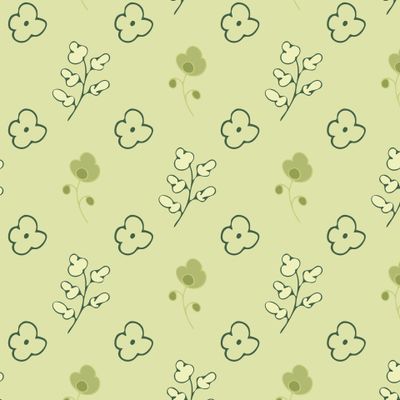 Яркий зеленый принт с цветами