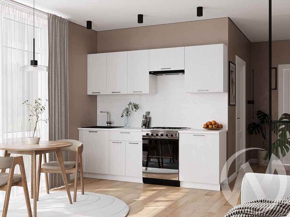 Кухня 2;4 м "Дольче" белый; уайт (корпус белый)