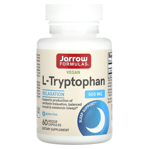 Jarrow Formulas, L-триптофан, 500 мг, 60 растительных капсул