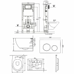 Унитаз подвесной Orange CI07-100W+APB144 безободковый, с крышкой микролифт, с инсталляцией, белый/кнопка черная