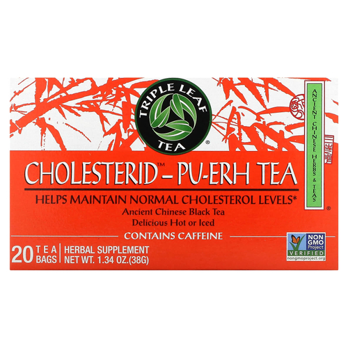 Triple Leaf Tea, Cholesterid™, чай пуэр, 20 чайных пакетиков, 38 г (1,34 унции)