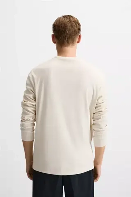 ZARA ФУТБОЛКА ИЗ РИФЛЕНОЙ ТКАНИ, ЖЕЛТОВАТО-БЕЛЫЙ