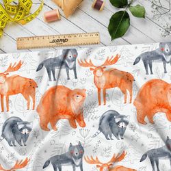Ткань саржа сказочные болшие лесные звери