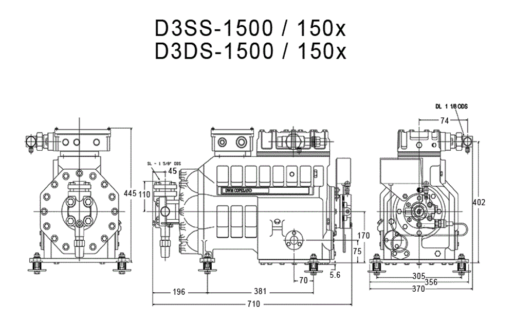 Поршневой полугерметичный компрессор Copeland D3DS5-1500-AWM/D с мощностью 15л.с.