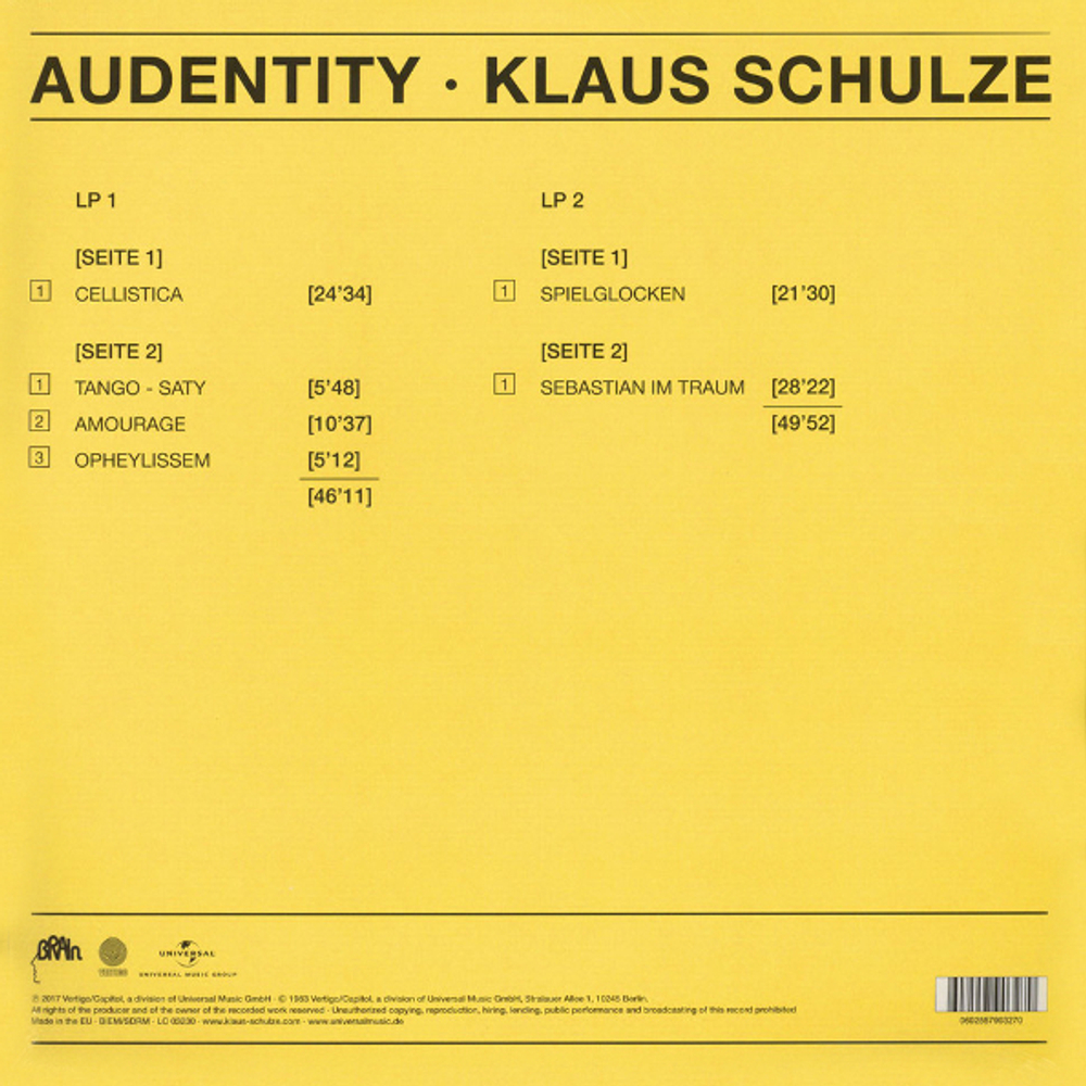 Klaus Schulze / Audentity (2LP)
