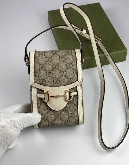 Мини-сумка женская Gucci Horsebit 1955 белый