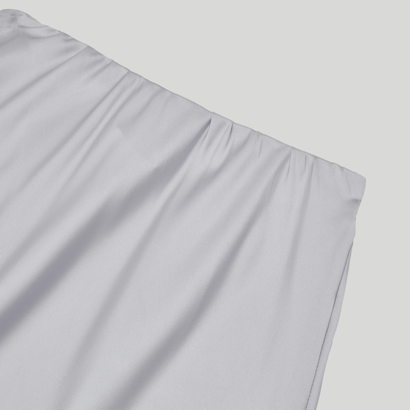 Silk Long Skirt Silver