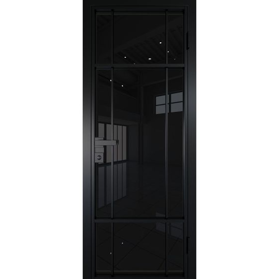 Алюминиевая дверь 8AG чёрная матовая RAL9005 остеклённая