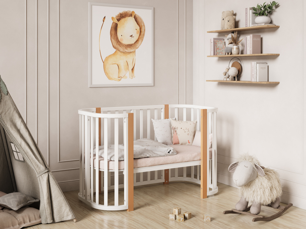Кроватка детская Incanto Nova Lux c наклоном дна цвет белый/бук