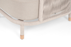 "Верона" кресло плетеное из роупа, каркас алюминий белый муар, роуп бежевый круглый, ткань бежевая 15052