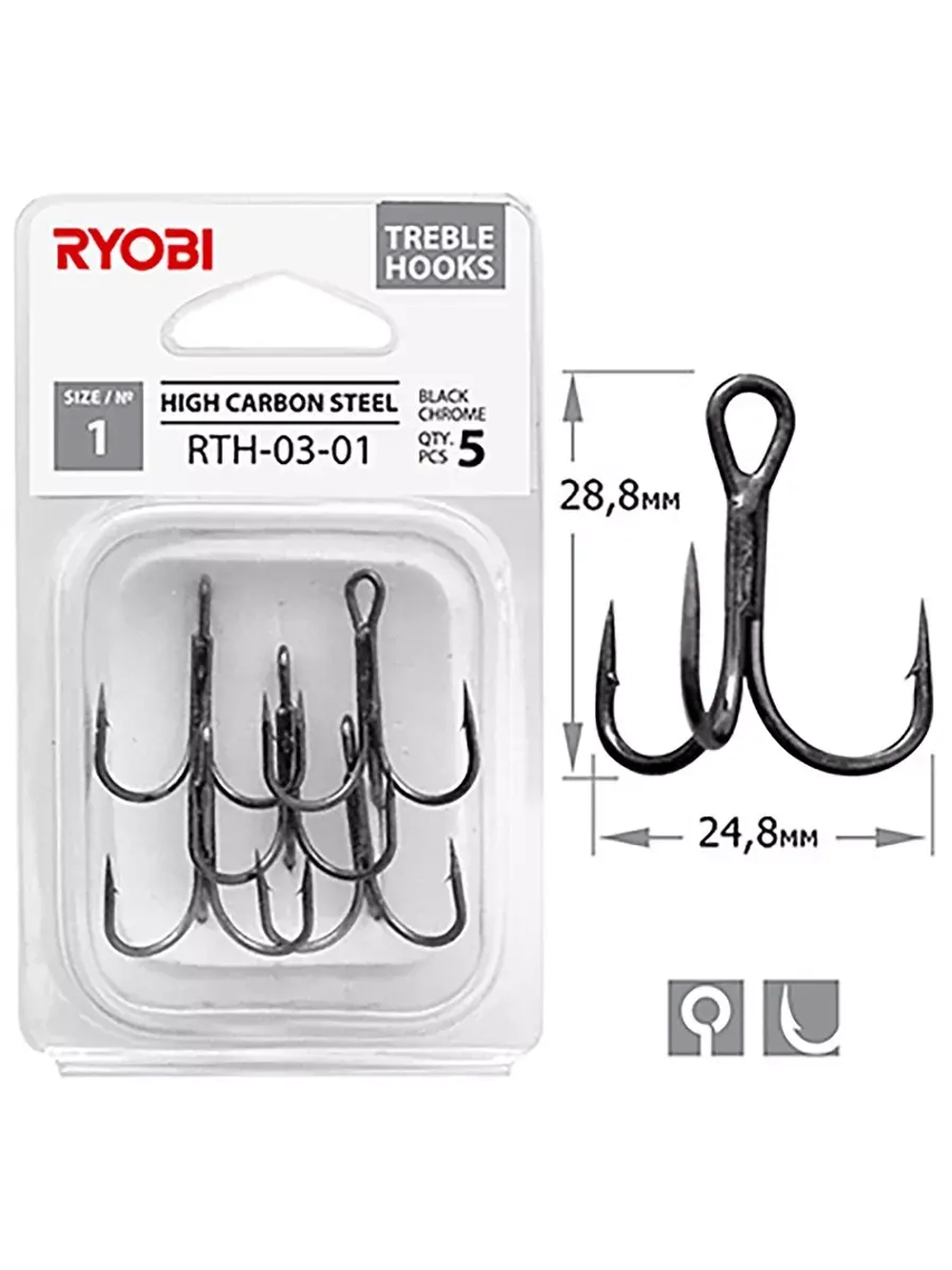 Крючок тройник рыболовный RYOBI RTH-03