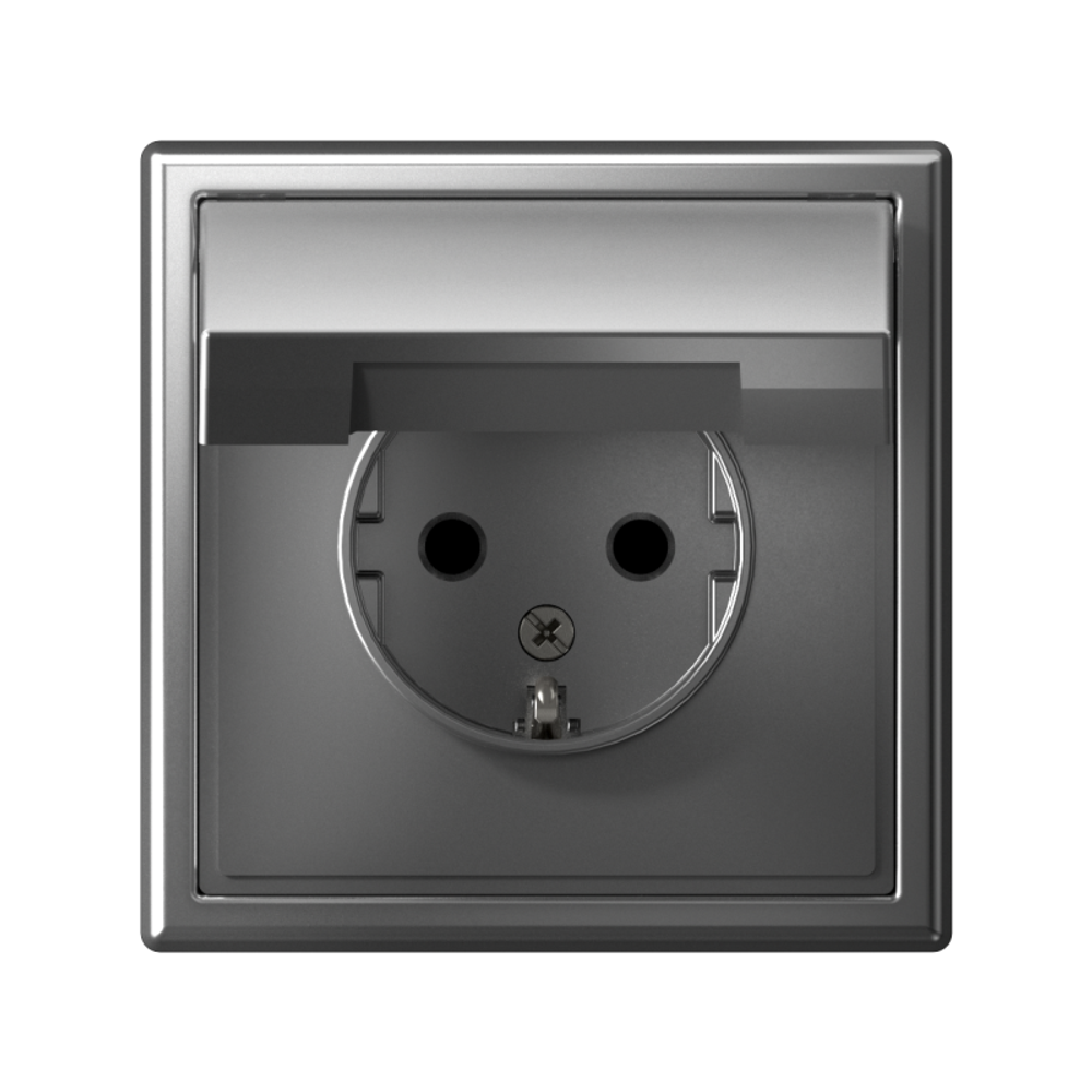 Розетка ArtGallery 16А IP20 с заземл. защ. шторки с крышкой механизм сталь SE GAL000946