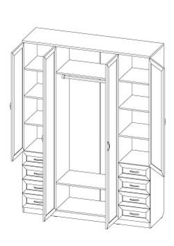 Шкаф для белья со штангой, полками и ящиками АРТ112