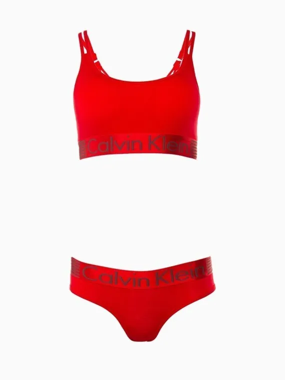 Комплект женский (топ с тонкими лямками, трусы), цвет красный МИКС, размер 44-46