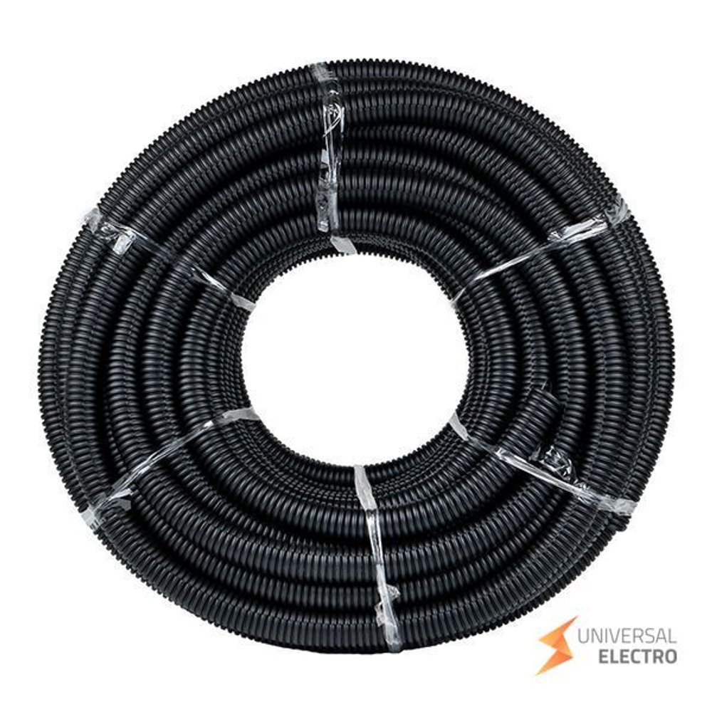 Труба гофр, ПНД с протяжкой d32 мм (50 м) черная EKF-Plast