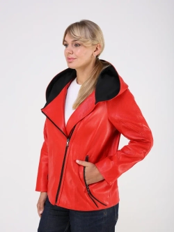 Кожаная куртка демисезонная с капюшоном