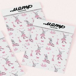 Ткань бифлекс зайка в розовом платье