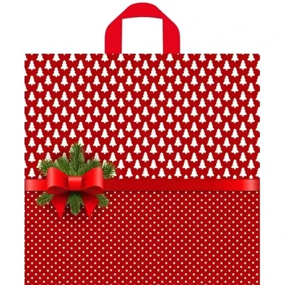 Пакет ПЭ с петлевой ручкой 44х42+6см (70) (Елочки-горошки) НГ Тико