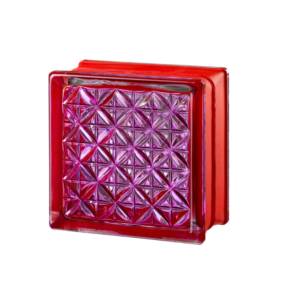Стеклоблок розовый романтик Mini 14.6x14.6x8 см.