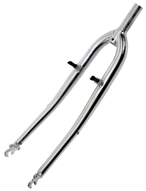 Вилка жесткая сталь серебро 26"х1" конус 26,4мм стойка 240мм резьба 130мм (10)