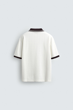 ZARA ПОЛО JACQUARD С ВЫШИВКОЙ, ГРАНАТОВЫЙ